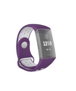 Hama Sportpolsband Voor Fitbit Charge 3/4 Ademend Horlogebandje Paars/grijs