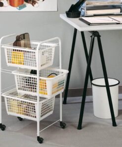 Alternative view of Metaltex Opbergrek met Wielen + 3 Manden 30x38x68 cm Wit