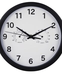 Alternative view of Hama Wandklok Pure Plus Ø 25 Cm Met Thermo-/hygrometer Geluidsarm Zwart