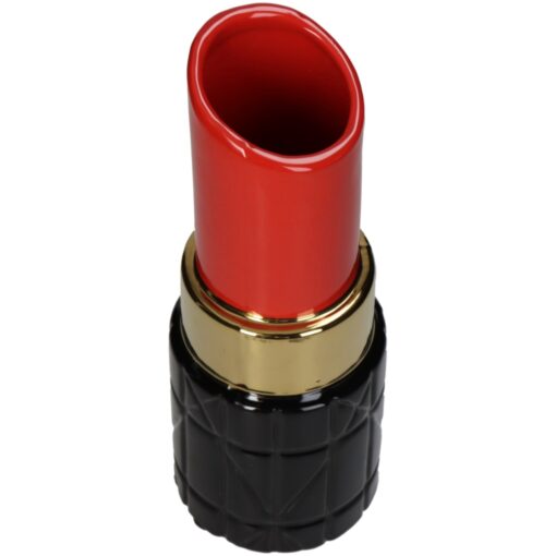 Lipstick Vaas 10x10x27 cm Rood/Zwart