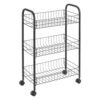 Metaltex Lugano Trolly met Wielen + 3 Manden 41x23x63 cm Zwart/Metaal
