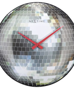 NeXtime NE-3293 Stille Wandklok - 35cm - Discobal - Koepelvormig Glas - "Disco Ball"