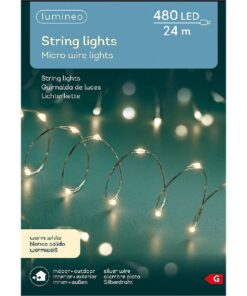 Lumineo Micro LED Stringlights Verlichting Zilverdraad 24M 480 LEDs Buiten Warm Wit