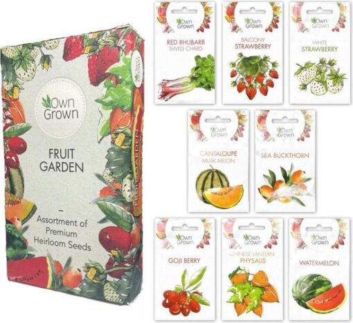 OwnGrown Fruitzadenset 8 verschillende soorten fruitplanten Voor tuin en balkon Eco-vriendelijke verpakking