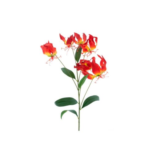 Kunstbloem Gloriosa Lily 90 cm Rood/Geel/Zijde