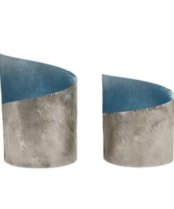 Theelichthouders 2 Stuks Savy Blue/Metaal