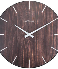 NeXtime NE-3249BR Wandklok Edge-Wood-Dome Dia 35cm Kunststof Bruin