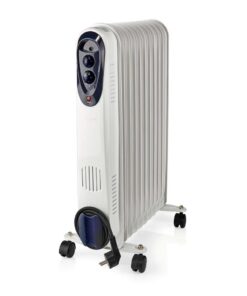 Nedis HTOI30WT11 Mobiele Olieradiator 1000 / 1500 / 2500 W 11 Vinnen Instelbare Thermostaat 3 Warmte Standen Omvalpreventie Wit