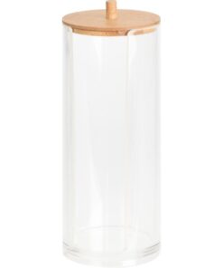 Alternative view of Eleganza Wattenschijfjes Container 7x19 cm Bamboe/Transparant