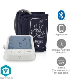 Nedis BTHBP10WT Smartlife Bloeddrukmeter Arm Bluetooth® Lcd-scherm 22 - 42 Cm Aanduiding Van Stil Houden / Detectie Van Onregelmatige Hartslag / Detectie Voor Het Dragen Van Armband Wit