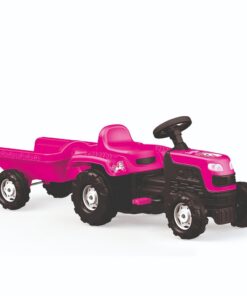 Dolu Eenhoorn Traptractor met Aanhanger Roze/Zwart