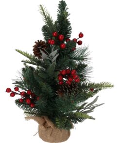 Decoratie Kunst Kerstboompje 45 cm Groen/Rood
