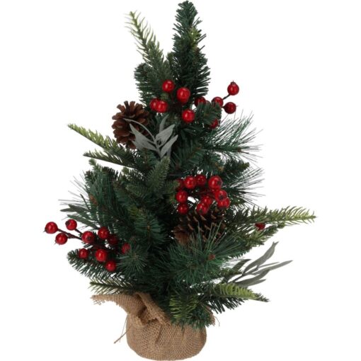 Decoratie Kunst Kerstboompje 45 cm Groen/Rood