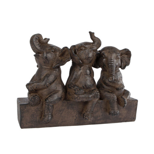 Gifts Amsterdam Sculptuur Three Elephants Bruin Polyst 25x11x18