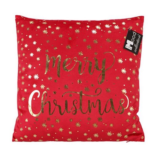 Kussen Merry Christmas Rood 40x40x10 cm