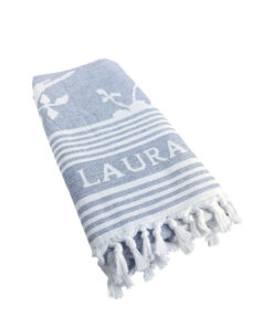 Laura Ashley Hamamdoek Elveden Midnight 90x180 cm Blauw/Wit