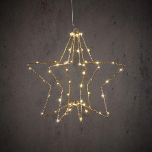 Ster Hangend 60 LEDs Warm Wit 32x30 cm Goud