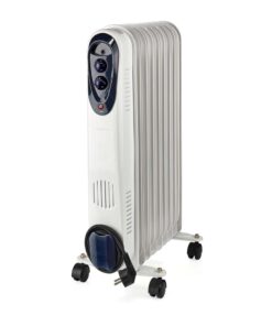 Nedis HTOI30WT9 Mobiele Olieradiator 800 / 1200 / 2000 W 9 Vinnen Instelbare Thermostaat 3 Warmte Standen Omvalpreventie Wit