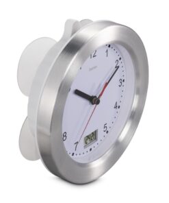 Alternative view of Hama Badkamerklok Mauritius met Thermometer Tikt Niet 17 cm RVS/Wit