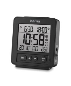 Hama Digitale Radiogestuurde LCD Wekker Rhodos Zwart