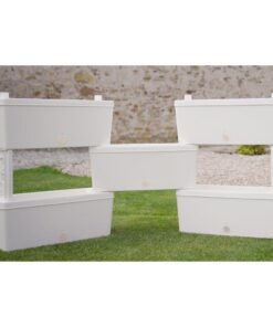 Bama Brick Koppelbare Plantenbakken 75L 59x23x27 cm 5 Stuks Wit