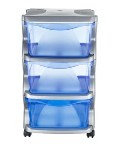 Bama Insieme Ladesysteem met Wieltjes 3 Laden 36x40x62 cm Zilver/Blauw/Transparant