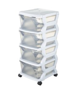 Bama Insieme Ladesysteem met Wieltjes 4 Laden 36x40x80 cm Wit/Transparant