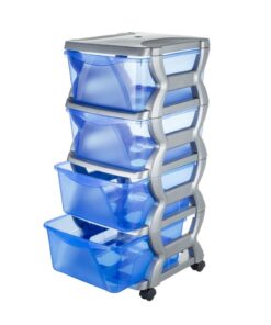 Alternative view of Bama Insieme Ladesysteem met Wieltjes 4 Laden 36x40x80 cm Zilver/Blauw/Transparant
