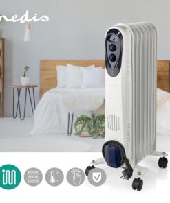 Alternative view of Nedis HTOI30WT7 Mobiele Olieradiator 600 / 900 / 1500 W 7 Vinnen Instelbare Thermostaat 3 Warmte Standen Omvalpreventie Wit