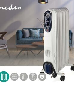 Alternative view of Nedis HTOI30WT9 Mobiele Olieradiator 800 / 1200 / 2000 W 9 Vinnen Instelbare Thermostaat 3 Warmte Standen Omvalpreventie Wit