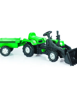Dolu Pedaal Trekker Graafmachine + Aanhanger Groen