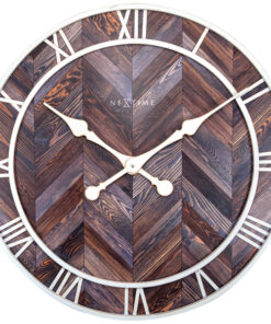 NeXtime NE-3245BR - Wandklok - Ø 58 Cm - Hout/Metaal - Donkerbruin - 'Roman Vintage'