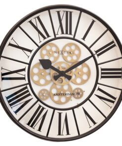 NeXtime NE-3283WI Gear Klok William 50 cm + Bewegende Tandwielen Wit
