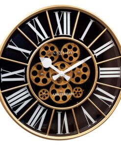 NeXtime NE-3283ZW Gear Klok William + Bewegende Tandwielen 50 cm Zwart