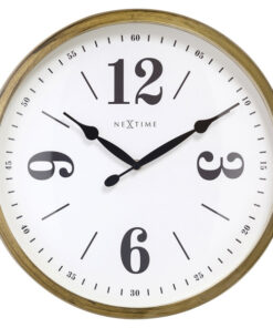 NeXtime NE-3290GO Landelijke Wandklok - 39cm - Stille Klok - Wit/ Goud- "Classic"