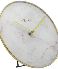 Alternative view of NeXtime NE-5222WI - Tafelklok - Ø 20 Cm - Glas / Metaal - Wit - 'Marble'