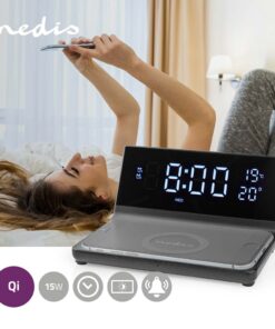 Alternative view of Nedis WCACQ20BK Wekker met Draadloze Lader Qi Zwart