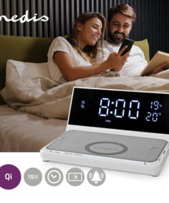 Alternative view of Nedis WCACQ20WT Wekker met Draadloze Lader Qi Wit